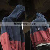 China Suppliers New Custom Fashion Men Contrast Two Color Pullover Oversized Distressed Hoodie With Embroidered Logo thumbnail-2