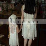 COOL KID ZONE Summer White Sleeveless Chiffon Princess Dress Matching Mother and Daughter Dress thumbnail-4
