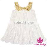 Summer Children Plain White Sleeveless A-line Blank Sequin Chevron Bouffancy Baby Girl Dress thumbnail-1