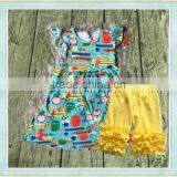 2017 The Factory Price Wholesale Children's Boutique Clothing Back to School the Little Girl's Summer Skirt Suit thumbnail-1