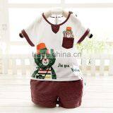 Wholesale Summer Cotton Printing Girls Cheap Newborn Baby Clothing Set thumbnail-2