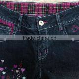 Girls Cute Printed Denim Pant,denim Pant Decorated With Fancy Button and Plaid #9R5833 thumbnail-3