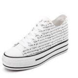 Hot Women\'\'s Lace Up Doodle Print Canvas Platform Sneakers