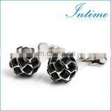 Black Plated Ball Gem Stone Cufflinks thumbnail-1