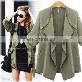 Autumn 2017 Collection Fashion Khaki Irregular Design Thin Coat Classic Wonem's Coat thumbnail-2