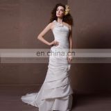 Elegant Mermaid One Shoulder Flowers Pleated Wedding Dress Sweep Train