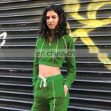 Custom Logo Skinny Crop Top Wholesale Sporty Reflective Stripe Womens Pant 2 Piece Clothing Set thumbnail-5