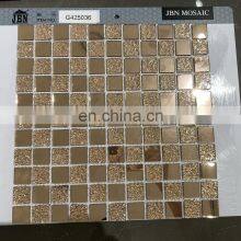 25x25mm Golden Mosaic Mesh Stainless Steel Diy Electro-plated Golden Rose Golden Silver Mirror Glass Mosaic Tile thumbnail-2