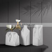 Minimalist Pure White Modern Creative Hand Made Flower Vase Ceramic For Home Decoration thumbnail-4