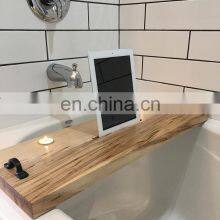 Japanese Style Minimalist Eco Friendly Premium Bamboo Bathtub Caddy Tray With Handle thumbnail-2