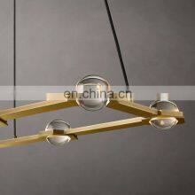 Luxurious Classic Modern Frosted Glass Ball Metal Industrial Rectangular Chandelier Home Hotel Light Luxury Interior Lighting thumbnail-3