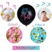 Hot 36inch Latex Black Balloon Gold Blue Pink Confetti Baby Boy Girl Balloon White Custom Gender Reveal Balloons thumbnail-2