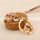 New Fashion Cat Eye Stone Frog Keychain Crystal Purse Bag Key Chain Ring Key Gift thumbnail-6