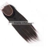 2013 New Arriviing, 12-28inches Silky Straight, Baby Hair Bleached Knots, Middle Parting, Chinese virgin hair lace closure