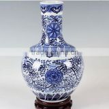 Pure hand made Jingdezhen blue and white chinese vase for home deco