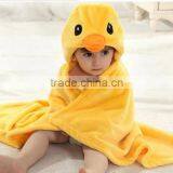 Cartoon Flannel Yellow Duck Hooded Baby Bath Towel Wrap thumbnail-3