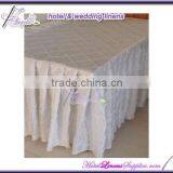 14' Fitted Table Skirtings, Pintuck Taffeta Table Skirts for Weddings, Banquets, Parties thumbnail-1