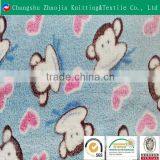 Lovely big mouth monkey cartoon polyester brushed coral fleece fabric for blankets