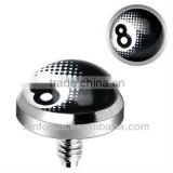 Surgical Steel Internally Threaded 8 Ball Logo Dermal Anchor Top body piercing accessories