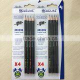 7" Standard Size Triangular Shape Soft Wood Matt Black Body Blister Card HB Pencil Sharpened With Dipped Top thumbnail-2