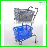 Supermarket plastic double basket shopping cart