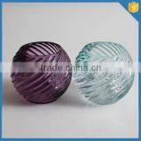 Round Stripe Votive Glass Candle Holder Colored Spray Holder