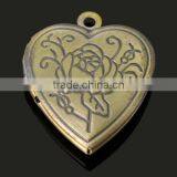 Wholesale Antique Bronze Flower Locket Pendant Jewelry thumbnail-1