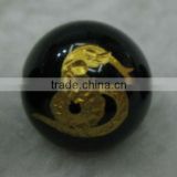 12mm natural round onyx carved golden snake beads for jewlery
