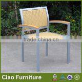 Aluminum Rattan Garden Chair With Teak Wood Arm thumbnail-1