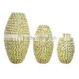 Hand Made Gold Crystal Flower Vase Pot Set of 3 for Home Decor thumbnail-1