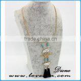 Wholesale Synthetic Gemstone Tassel Necklace With Long Gold Druzy Chain thumbnail-3
