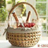 Cattail & Seagrass Gift Basket With Cotton Linen Liner and Handle thumbnail-1