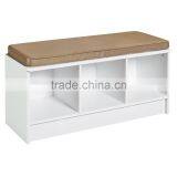 3-Cube Storage Bench With Cushion Seat MDF Wood Shoe Organizer Shoe Rack Home Entryway Storage Bench thumbnail-4