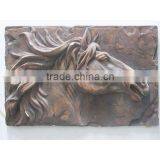 Wall Art Decoration Bronze Metal Relief With Horses thumbnail-1