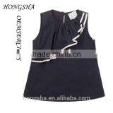 Fashion Baby Girls White & Navy Blue Ruffled Cotton Cutting Blouse Designs HST7741 thumbnail-3