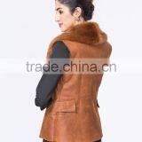 New Fashion Wholesale Clothing Manufacturers Women Suede Gilet With Fur Collar thumbnail-4