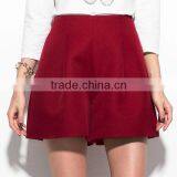 Fashion Red Warm Woolen High Waist A Line Office Winter Ladies Culotte Shorts thumbnail-1