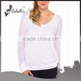 Ladies Simple Design White Thin Long Sleeves T-shirt thumbnail-1
