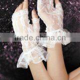 ladies Gathered lace short gloves