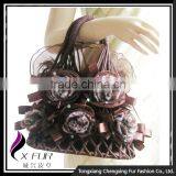 CX-H-30C Genuine Rex Fur Flower Handmade Evening Women Bag thumbnail-4