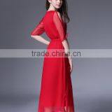 Zm50274b Europe Latest Spring and Fall Women Cloth Round Neck Half Sleeve Fashion Slim Dresses Lady thumbnail-3