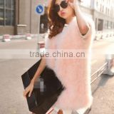 Women's fashion white turkey feather fur vest with real dyed turkey feather lady clothing