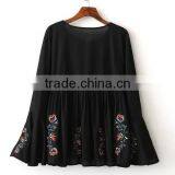 Runwaylover EY2375B 2017 Fashion Women Flare Sleeve Chiffon Embroidery Blouse thumbnail-6