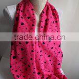 Pink Heart Infinity Scarf , Heart Printed Infinity Scarf, Neon Pink Scarf, Love Infinity Scarf thumbnail-5
