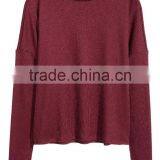Green Ribbed Crew Neck Relax Fitted Wool Sweater Design for Girl With Dropped Sleeves thumbnail-5