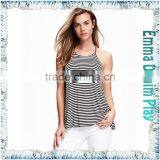 Latest Designs Sexy Ladies White Black Striped Tank Tops thumbnail-2
