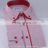 100% Cotton Red Stripe Double Collar Mens Dress Shirts thumbnail-1