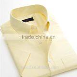 Mens Cotton CVC TC White Yellow Short Sleeve Oxford Shirt thumbnail-1