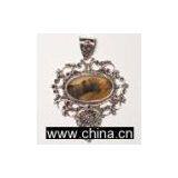 Indian Scenic Dendritic Agate Cabochon And Silver Pendant thumbnail-1