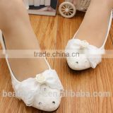 Bow tie lacy water drill slippers bridal shoes and shoes with low heels and photo shoes WS020